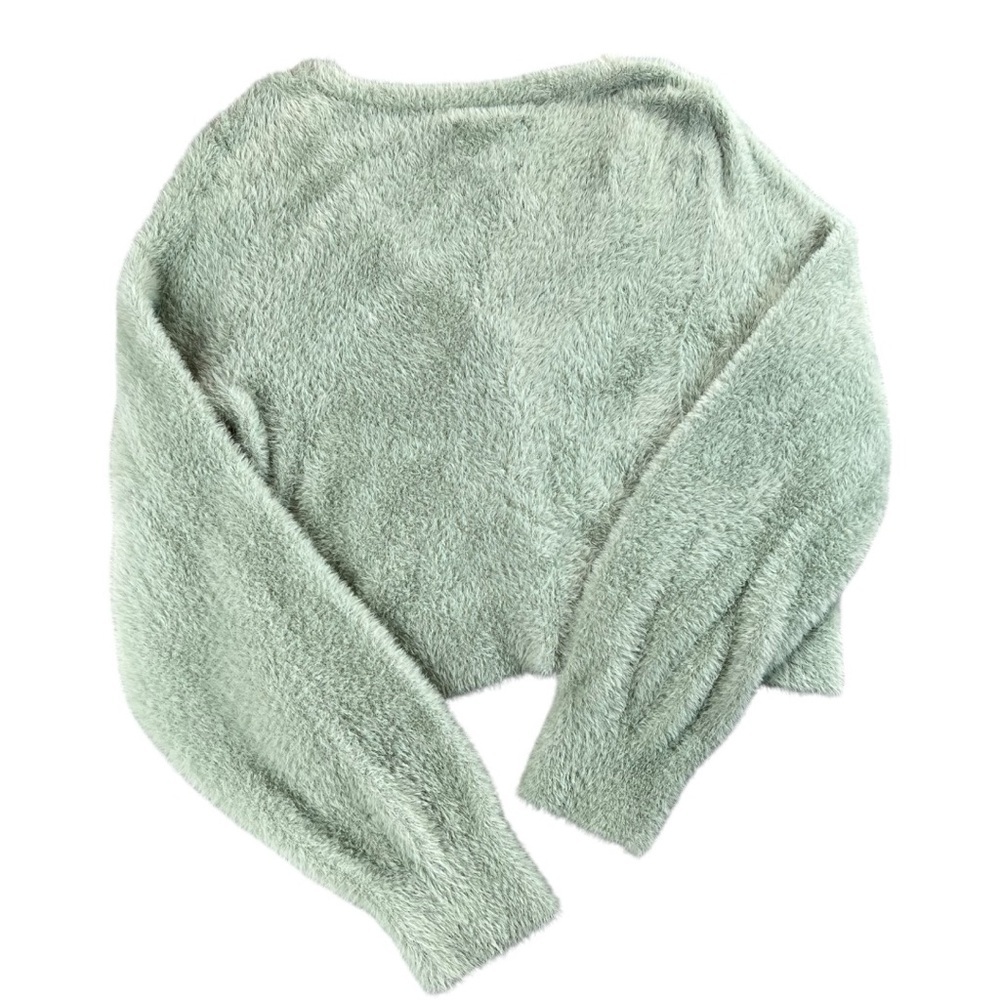 Aerie Women’s Ultra-Soft Fuzzy Cropped Cardigan In Garden Green Size Small - Picture 6 of 8
